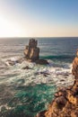 Sunset and sea with mountains in Sintra, capital of Portugal.