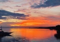 When sunset on the sea in panglao bohol philippines