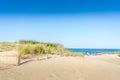 Sunset sea sand beach landscape. Background summer sky. Natural background. Scenic travel background. Blue background Royalty Free Stock Photo