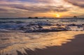 Sunset sea stacks and waves Washington state coast Rialto Beach Royalty Free Stock Photo