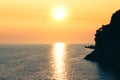 Sunset at sea. Sun reflecting out of the water Royalty Free Stock Photo