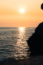 Sunset at sea. Sun reflecting out of the water Royalty Free Stock Photo