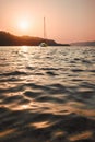 Sunset sea view boat sailing landscape travel vacations Royalty Free Stock Photo