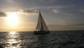 Sunset at sea and yacht Royalty Free Stock Photo