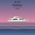 Sunset at sea with a yacht Royalty Free Stock Photo