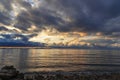 Sunset at the sea, Zaton village near Nin, Croatia Royalty Free Stock Photo