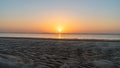 Sunset in Sealine with beautiful sand pattern emerged due to low tide Royalty Free Stock Photo