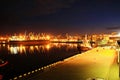 Sunset in the seaport of Odessa. Night views of piers and ships. Royalty Free Stock Photo
