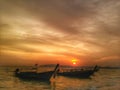 Sunset seascape aonang beach krabi thailand Royalty Free Stock Photo
