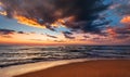 Sunset seascape with dramatic sky. Royalty Free Stock Photo