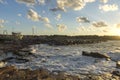 Sunset Seascape of the rocks at the coastline of Chernomorets, Burgas region, Bulgaria Royalty Free Stock Photo