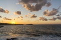 Sunset Seascape of the rocks at the coastline of Chernomorets, Burgas region, Bulgaria Royalty Free Stock Photo