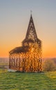 Sunset see-through church Borgloon Royalty Free Stock Photo