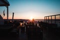 Sunset seen from the deck of a car ferry between Stockholm and Turku in scandinavia Royalty Free Stock Photo