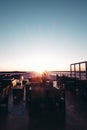Sunset seen from the deck of a car ferry between Stockholm and Turku in scandinavia Royalty Free Stock Photo
