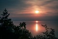 Sunset seen from a Gosan cliff, Baltic Sea, Poland.