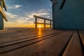Sunset seen from a lifeguard tower in Malibu Royalty Free Stock Photo