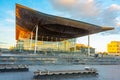 Sunset of the Senedd in Cardiff, Wales Royalty Free Stock Photo