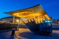 Sunset of the Senedd in Cardiff, Wales