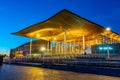 Sunset of the Senedd in Cardiff, Wales