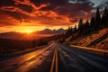 Sunset serenade open road amidst dusky horizon, sunrise and sunset wallpaper