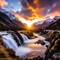 Sunset Serenade: Sutherland Falls, New Zealand