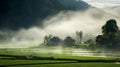 Sunset Serenity: Exploring Thailand\'s Golden Rice Fields Royalty Free Stock Photo