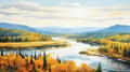 Sunset Serenity: Impressionist Palette Overlooking the Majestic Yukon River