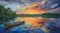 Sunset Serenity: Reflective Bliss./n Royalty Free Stock Photo