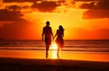 Sunset Serenity: Silhouette of a Couple on the Beach.