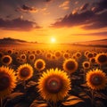 Sunset Serenity: Sunflowers in the Twilight Glow