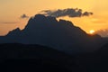 Sunset in Sesto Dolomites mountains, Italy Royalty Free Stock Photo