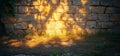 Sunset shadows on stone wall, garden ground Royalty Free Stock Photo