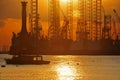 Sunset and shipyard Royalty Free Stock Photo