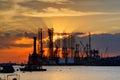 Sunset and shipyard Royalty Free Stock Photo