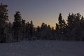 sunset shortly after midday above the arctic circle in finnish Lapland Royalty Free Stock Photo