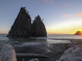 Sunset shot of split rock at rialto beach in olympic np Royalty Free Stock Photo