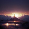 Sunset at Shree Gha Stupa, Bagan, Myanmar AI Generated