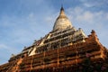 Sunset on the Shwesandaw temple in old Bagan, Myanmar. Royalty Free Stock Photo