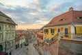 Sunset on Sibiu houses roofs