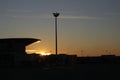 Sunset Silhouette: Bucarest Airport& x27;s Evening Glow