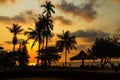 Sunset with silhouette coconut on Bailan beach Royalty Free Stock Photo