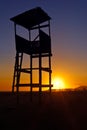 Sunset silhouette of the lifeguard tower Royalty Free Stock Photo