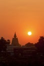 Sunset silhouette of Mahabodhi Temple Royalty Free Stock Photo