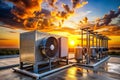 Sunset Silhouette of a Refrigeration System Understanding the Cooling Cycles Key Components Royalty Free Stock Photo