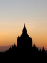 Sunset with silhouette temple in Bagan Royalty Free Stock Photo