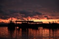 Sunset silhouette view of water village located at Selangor Malaysia Royalty Free Stock Photo