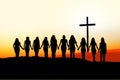 Christian women friendship silhouette. Royalty Free Stock Photo