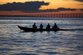 Sunset and silhouettes on boat cruising the Amazon River, Brazil Royalty Free Stock Photo