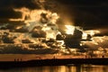 Sunset silhouettes at Entella river mouth. Lavagna. Tigullio. Liguria, Italy Royalty Free Stock Photo